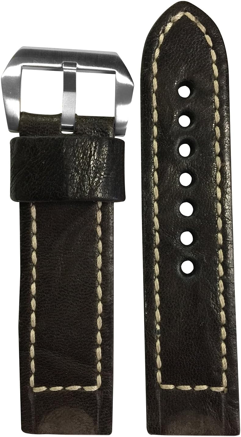 RIOS1931 Vintage Leather Watch Band with Box Stitching for Panerai Watches