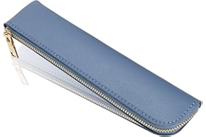 Sluxa Leather pencil case, Thin soft pen bag, Small pencil case for adults,Senior leather Minimal pencil pouch with zipper.…