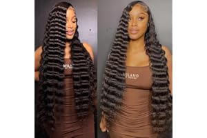 BORCHAN Loose Deep Wave Bundles 26 28 30 Unprocessed Virgin Brazilian Remy Deep Wave Human Hair Bundles Loose Deep Bundles for Black Women Free Part Soft and Bouncy Hair Extensions Natural Color