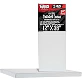U.S. Art Supply Medium Stretched Canvas for Painting 12x36 inch Gallery Depth 1-1/2" Thick, 2-Pack - 12oz Acrylic Gesso Triple Primed, Professional Artist Quality, 100% Cotton - Oil, Pouring Paint
