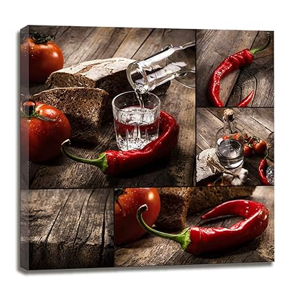 Kitchen Decor Wall Art Canvas Prints Red Chili Pepper Decorations