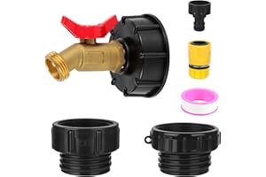 VYH 275-330 Gallon IBC Tote Tank Adapter,3-Size IBC Tote Hose Adapter, 2.44" Fine、2 "Fine, and 2" Coarse Thread,1/2" Male NPT Threaded Inlet ×3/4" Male GHT Brass Hose Faucet Garden Hose Connector