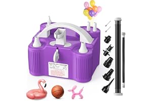4-in-1 Electric Balloon Pump for All Balloons, Inflatables, and Sports Balls, Triple Inflating Ports for Latex Foil 260q Myla