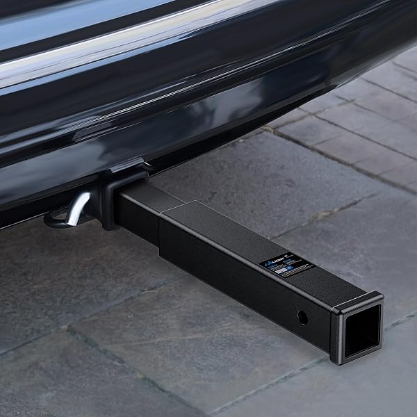 NILIGHT TRAILER HITCH EXTENDER 18 INCH EXTENSION LENGTH FITS FOR 2 INCH RECEIVER TUBE WITH 5/8 INCH STAINLESS STEEL BOLT FLANGE NUT AND CLIP 3,500 LBS GTW MATTE BLACK