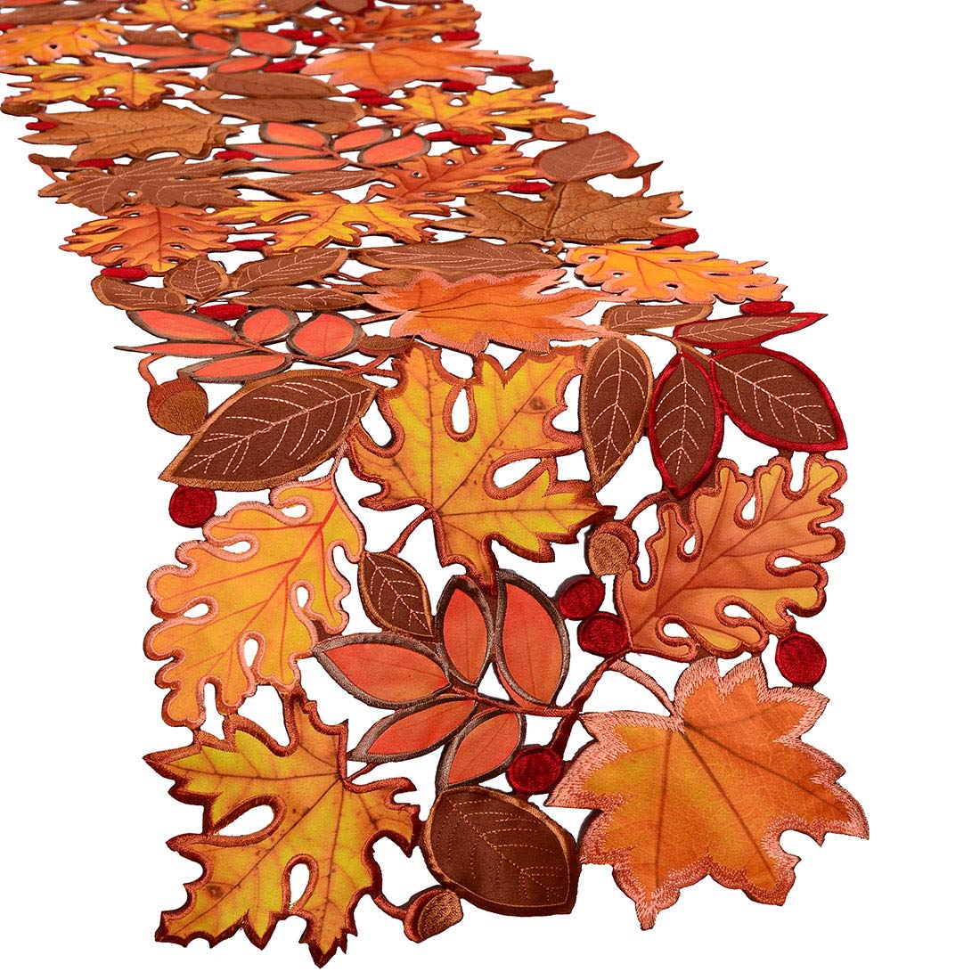 Photo 1 of Simhomsen Embroidered Fall Leaves Table Runner for Thanksgiving, Autumn Harvest Decorations (14 × 88 inches)