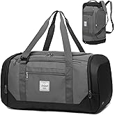 Laripwit Gym Bags for Men, 40L Medium Sports Travel Duffel Bag with Shoe Compartment & Wet Pocket Lightweight Gym Duffle Bag Backpack Multipurpose Weekender Overnight Backpack for Women, Gray