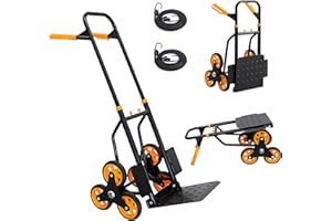 OYOEST Stair Climber Hand Truck Dolly,Heavy Duty Stair Climbing Cart 440 Lbs Capacity,2 in 1 Dolly Cart with Telescoping Handle,12.2" X 11.6" Nose Plate and 6 Rubber Wheels for Moving