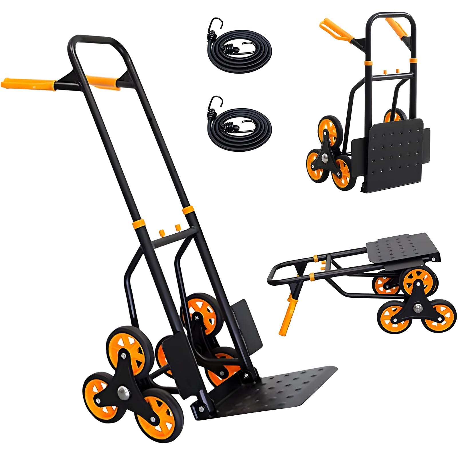 Photo 1 of Stair Climber Hand Truck Dolly,Heavy Duty Stair Climbing Cart 440 Lbs Capacity,2 in 1 Dolly Cart with Telescoping Handle,12.2" X 11.6" Nose Plate and 6 Rubber Wheels for Moving