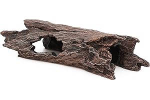AQUA KT Reptile Hideout Tree Trunk Hollow Log Cork Bark for Lizard Bearded Dragon Snake Chameleon Hermit Crab Leopard Gecko Terrarium Habitat Decoration