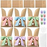 Motipuns 36 Set Easter Bunny Bags, Bunny Paper Gift Treat Bags Cute Candy Goodie Brown Kraft Party Favors Supplies Crafts for Birthday Wedding Party