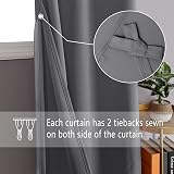 DWCN Grey Blackout Curtains 46W x 54L with Tiebacks 2 Panels view 2