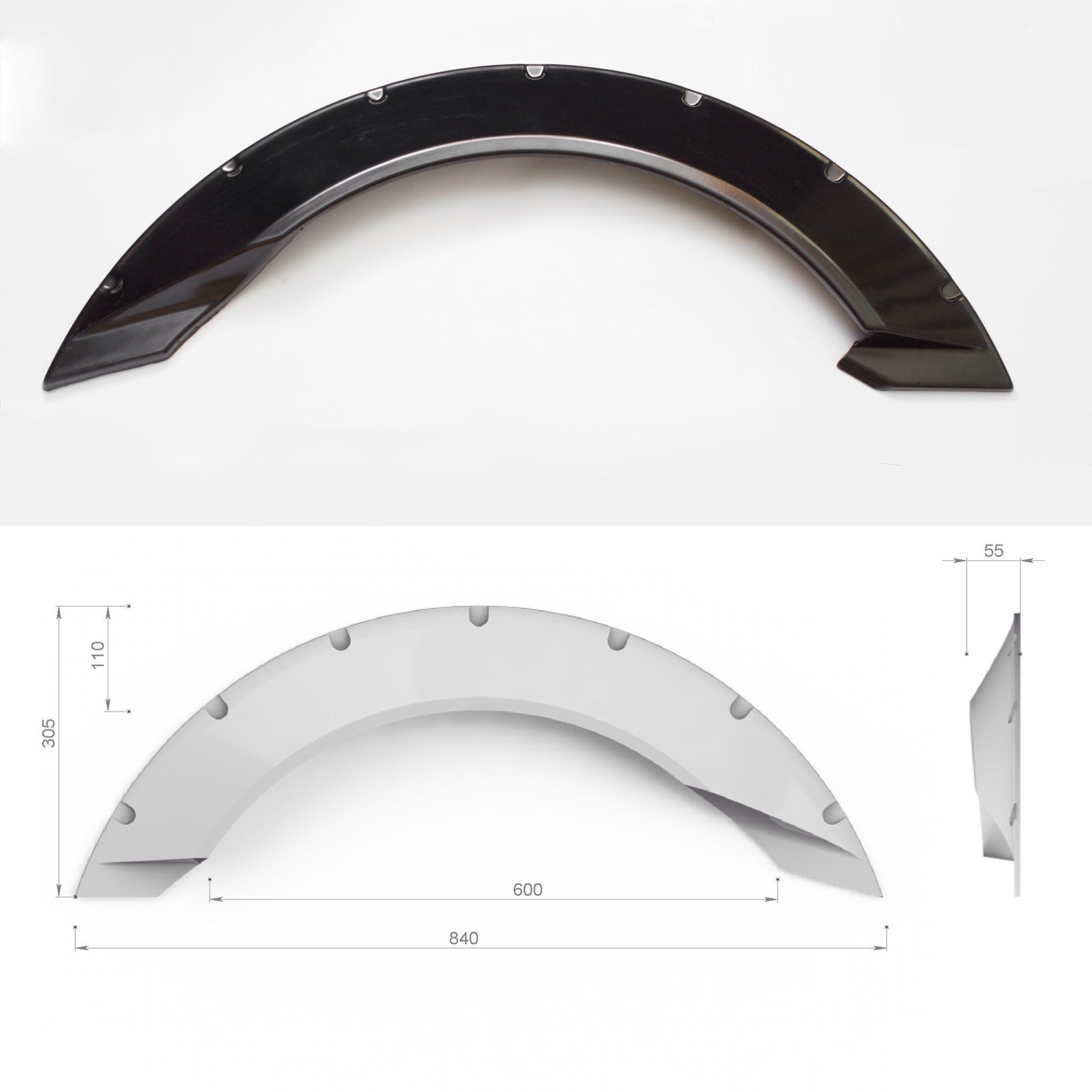 thumbnail image 2 of RT Universal JDM 1.2 Inch (30mm) Black Fender Flares – Bolt-On Wheel Arch Widebody Kit, Unpainted ABS 2 of 4