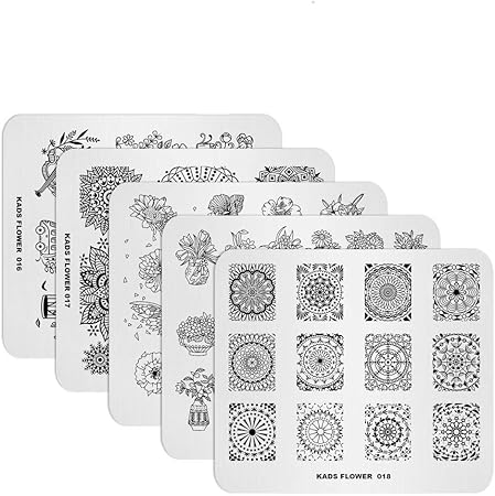 Amazon Kads スタンピングプレート5枚セット 美しい花柄 ナチュラルタイプ ネイルステンシル ネイルアートツール ネイルデザイン用品 セット2 Kads ネイルスタンパー ステンシル 通販