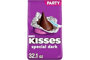 HERSHEY'S KISSES SPECIAL DARK Mildly Sweet Chocolate Candy Party Pack, Great Holiday Candy and Stocking Stuffer 32.1 oz
