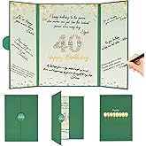 Crenics Green and Gold 40th Birthday Decorations, Happy 40th Birthday Guest Signature Book Alternative 18" x 12", Awesome 40 Years Old Party Gift for Women or Men