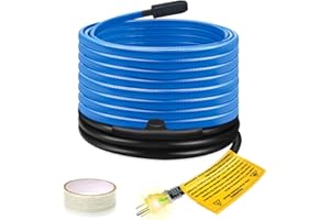 Self-Regulating Deicing Heating Cable for Pipe Frost Protection, Ci-Fotto Pipe Heat Tape with Built-in Thermostat to Protect Water Pipes, Metal/Plastic House Pipes, Gutters, Troughs (24FT, 7 W/ft)