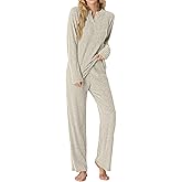 PrinStory Womens Pajama Sets Pajamas Fall Winter Long Sleeve Lounge Set Two Piece Soft Pjs