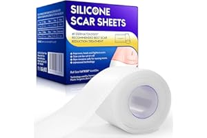 TUDIQE Silicone Scar Sheets (1.6” x 120”), Clear Gel Silicone Scar Tape, Invisible Medical Grade Scar Silicone Strips, Transparent Advanced Removal Scar Patches for C-Section, Keloids, Burn, Acne