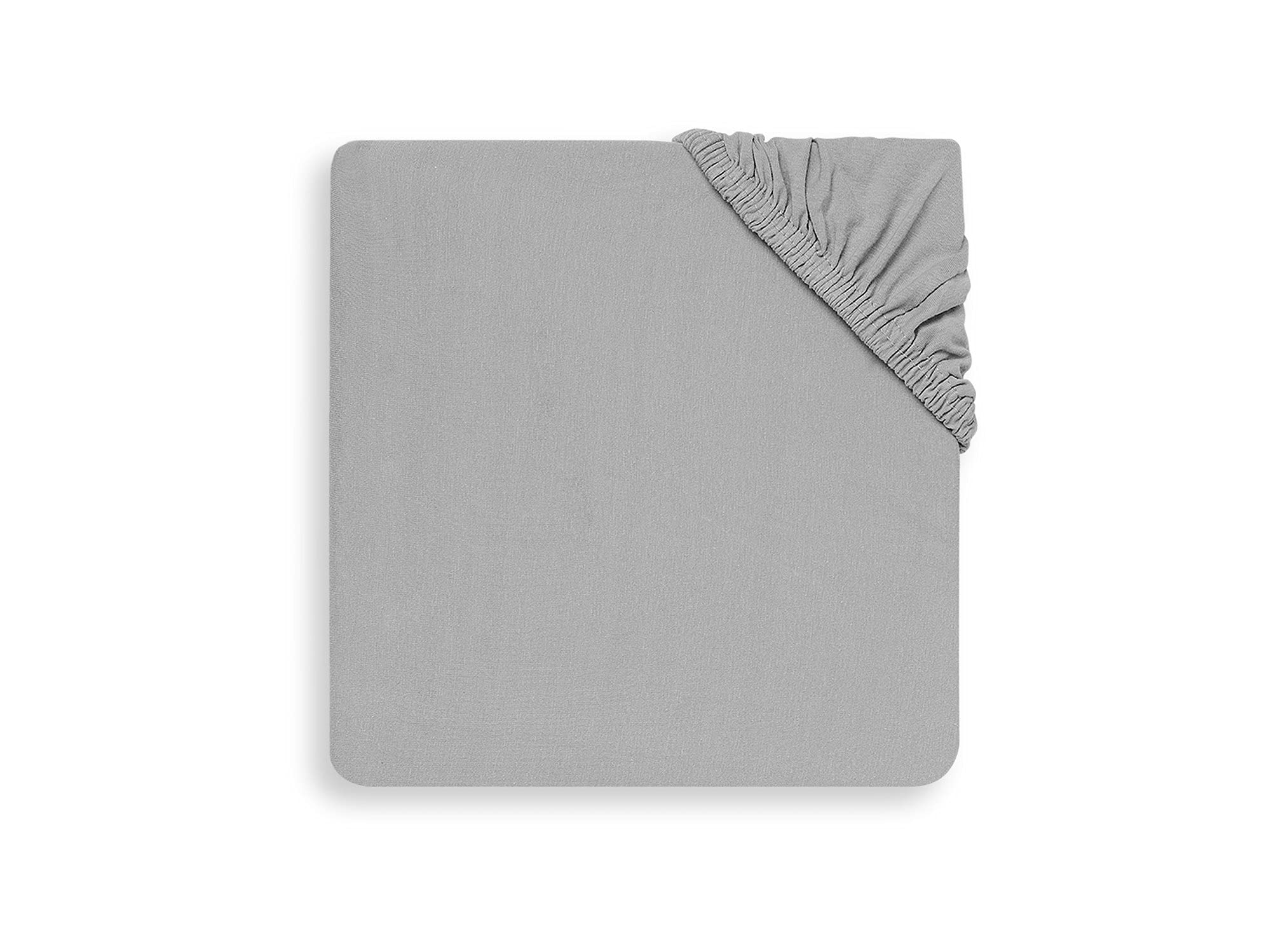 Jollein Little Lemonade Jersey Fitted Sheet, 140 cm Length x 70 cm Width/150 cm Length x 75 cm Width, Soft Grey