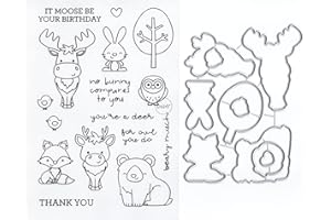 DzIxY Rabbit Owl Leaves Clear Stamps and Metal Cutting Dies Sets for Card Making Scrapbooking Paper Supplies Seals Storage Pockets