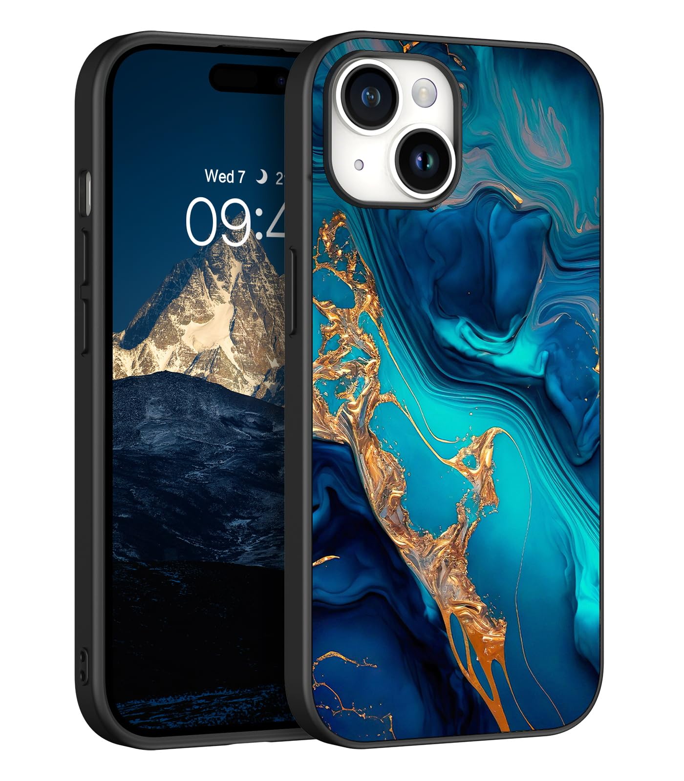GaoBao for iPhone 15 Case Shockproof, iPhone 15 Phone Case, Slim Fit Glow in The Dark Hybrid Hard PC Back Soft TPU Bumper Protective Anti-Slip Women Men Girls Boys Case for iPhone 15 6.1", Gold/Marble — image 1