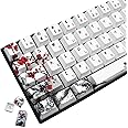 JSJT Keycaps 60 Percent - Plum Blossom Keycap,Japanese Keycap Set 71 Keys PBT OEM Profile Key Caps Suitable for GK61/GK64/RK61/Anne /ALT61 Cherry MX Switches Mechanical Keyboards