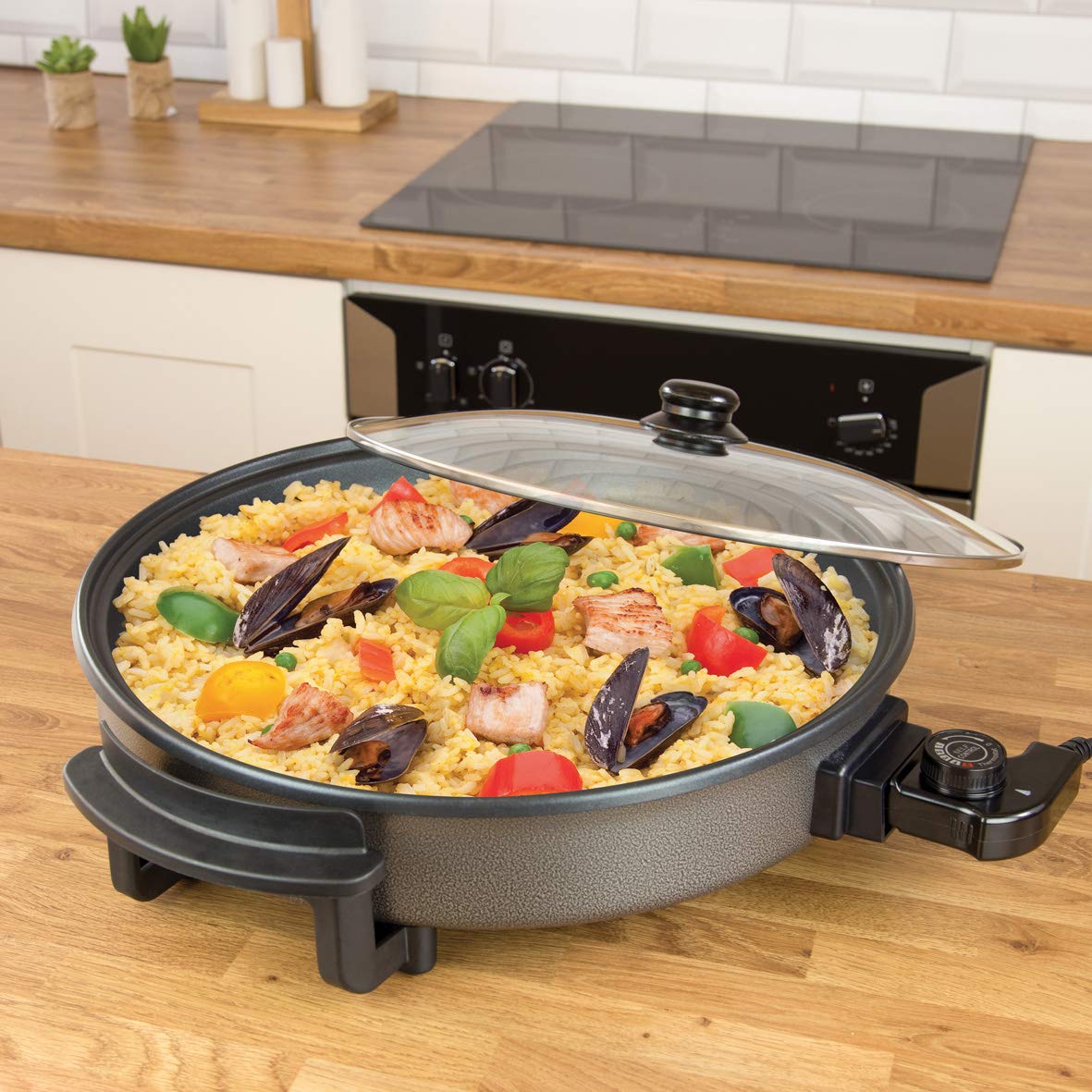 Quest 35500 MultiFunction Electric Cooker Pan with Lid, 1500 W, 40 cm, Black Buy Online in