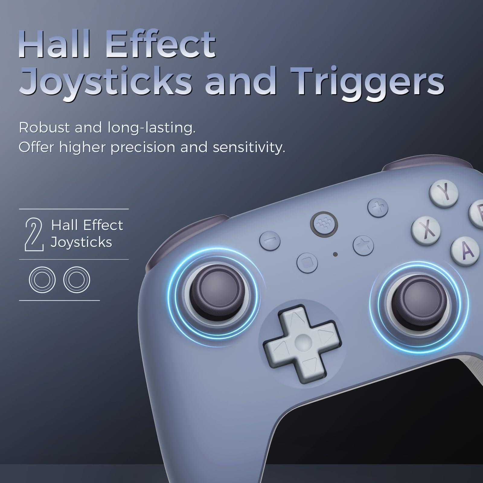 AKNES 8Bitdo Ultimate 2C Wireless 2.4G Controller for Windows PC and Android, Gamepad with Hall Effect Joysticks and Hall Triggers, 1000Hz Polling Rate, Remappable L4/R4 Bumpers - Blueberry