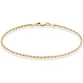 Miabella Italian 18K Gold Plated 925 Sterling Silver Italian 2mm, 3mm Braided Rope Chain Bracelet for Men Women, Made in Italy