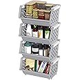 Amazon.com: Wakikini Large Plastic Stackable Storage Baskets, Open ...