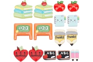 SUNNYCLUE Resin Cabochons Back to School Resin Charms Teacher School Themed Resin Charms for Hair Clips DIY Crafts