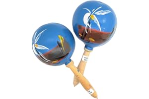 ZUGAR LAND 8" Hand Made Genuine Mexican Real Wooden Maracas (Pack of 2) (Blue)