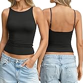 EasyGala Womens Boat Neck Backless Tank Top Spaghetti Strap Open Back Camisole High Neck Fitted Shirt Y2K Going Out Top