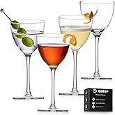 GIHOP Nick and Nora Cocktail Glasses, 5.8Oz Hand Blown Martini Glasses Set of 4, 100% Lead-Free Crystal Coupe Glassware, Small Cocktail Glasses for Manhattan, Cosmopolitan, Espresso with Gift Box