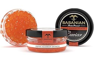 CAVIAR & CAVIAR GUARANTEED OVERNIGHT! Wild Fresh Alaskan Salmon Caviar Roe Ikura Ketta Keta Grade A - 1 kg/35 oz