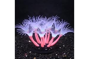 Bluecoco Soft Silica Gel Moves Naturally with Water Flow, Aquarium Decorations Glow in The Dark, Glowing Coral Ornaments for Fish Tank Decorations (Pink, Sunflower)