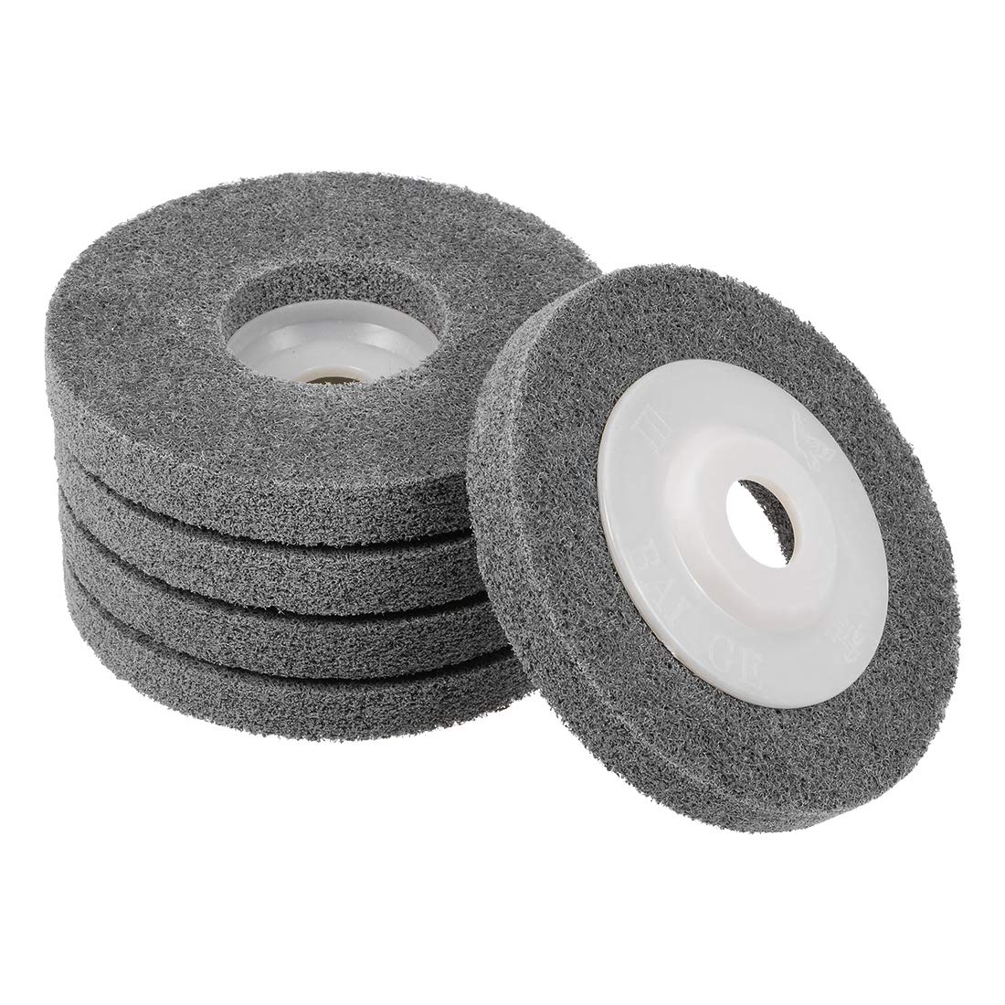 sourcing map 4 Inch Nylon Fiber Polishing Wheel Sanding Buffing 5/8 Inch Hole Abrasive Wheels for Angle Grinders 5 Pcs