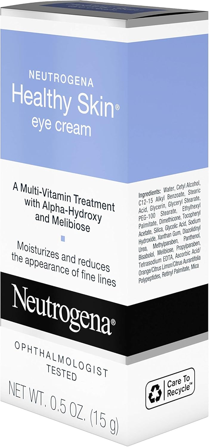 Neutrogena Healthy Skin Anti-Wrinkle Eye Cream with Alpha Hydroxy Acid (AHA), Vitamin A and Vitamin B5 - Firming Under-Eye Cream for Wrinkles and Fine Lines, 0.5 oz: Beauty