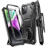 i-Blason Armorbox for iPhone 14 Plus Case with Stand & Belt Clip [Built-in Screen Protector] [Military-Grade Protection] Full-Body Rugged Kickstand Protective Bumper Case for iPhone 14 Plus (Black)