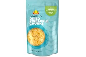 Amrita Dried Pineapple Diced 1 lb | Vegan, non-GMO, Gluten Free, Peanut Free, Soy Free, Dairy Free- No Sugar Added | Packed Fresh in Resealable Bags | Pineapple Chunks for Baking or Snacking