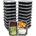 Meal Prep Containers With Lids, 3 Compartment Disposable Plastic Lunch Food Storage Container Sets, To Go Take Out Freezer & Microwave Safe For Leftover, Bento Box Pack of 10