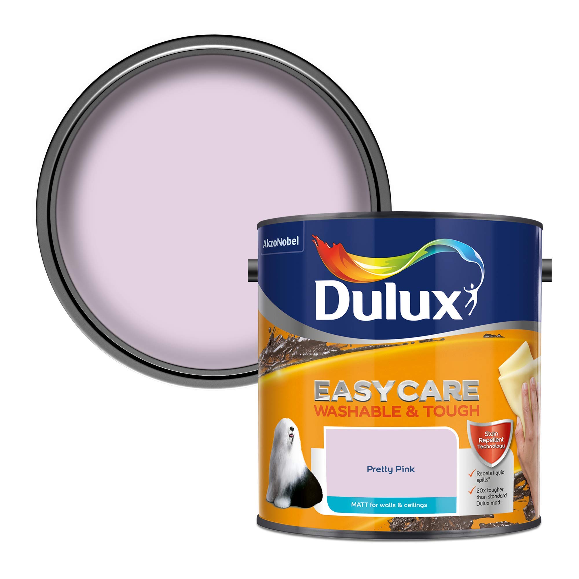 Dulux Easycare Washable & Tough Matt Emulsion Paint For Walls And Ceilings - Pretty Pink 2.5 Litres