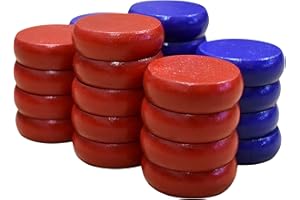 26 Small Crokinole Discs with a 5x7 Velvet Pouch - Full Set (Red & Blue)