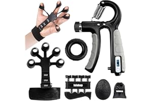 Hand Grip Strengthener Kit (5 Pack) with Forearm Exerciser, Grip Strength Trainer, Gripster, Grip Ring and Stress Relief Grip