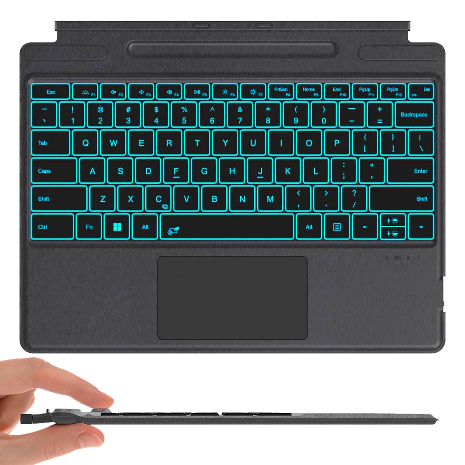 Photo 1 of Surface Pro Keyboard for Microsoft Surface Pro 8/9/X/10/11 13 inch, Wireless Type Cover with 7 Color Backlit, Bluetooth Ultra-Slim Portable Magnetic Keyboard with Trackpad, Rechargeable Battery 
