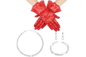 Newcotte 4 Pcs Pearl Necklace Sets for Little Girls Toddler Jewelry Communion Glove for Christmas Girls Tea Party Wedding