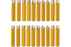 SENDUO 20 pc 3/8"Carbide Tip Tipped Cutter Tool,Metal Lathe Cutting Tools for Metal Lathe Turning, Boring, and Chamfering