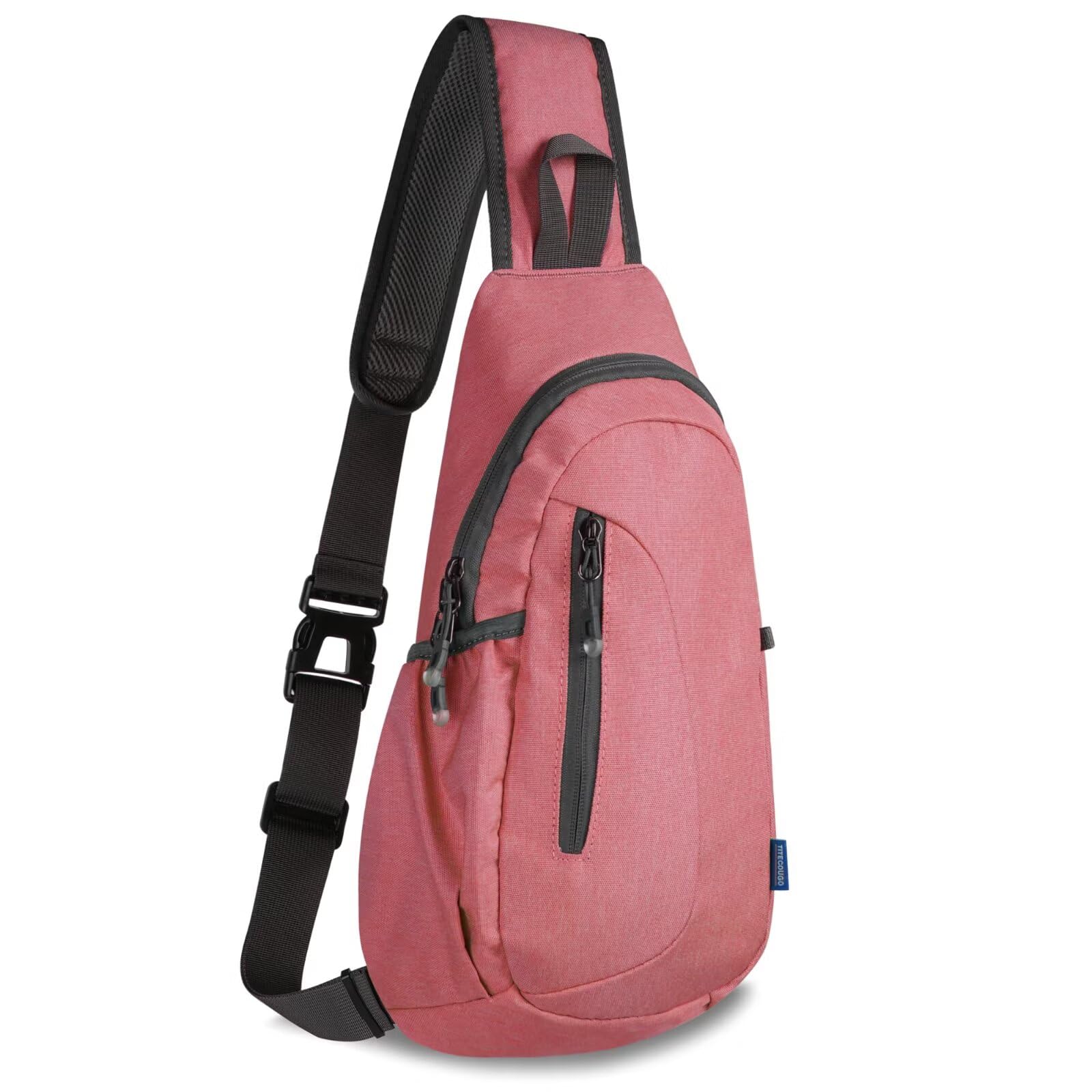 TITECOUGO Canvas Small Sling Bag Lightweight Crossbody Bag for Women Rucksack for Men Running Backpack Travel Chest Pack Shoulder Daypack for Gym Work Sports Hiking Outdoor Watermelon Red