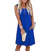 ANRABESS Women Summer Dresses 2026 Casual Sleeveless Button Down Mini Sundress Beach Loose Tank Dress Coverup with Pockets