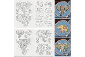 Doodlream 19 Pcs Mandala Elephant Water Soluble Hand Sewing Stabilizers, 29.7 x 21 cm Cute Animal Embroidery Pattern Stabiliz